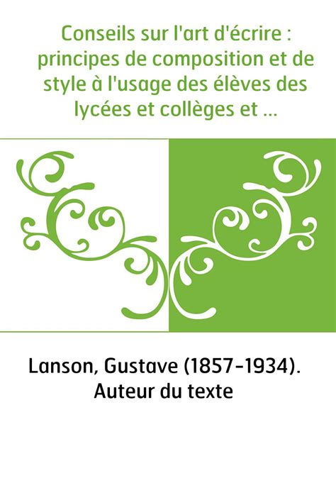 Conseils Sur L Art D Crire Principes De Composition Et De Style L