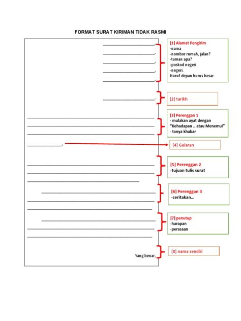 Format Surat Kiriman Tidak Rasmi Pdf