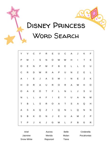 12 Free Disney Word Search Printables