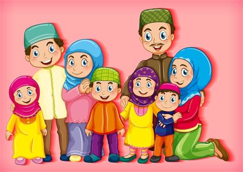 Muslim Family Cartoon