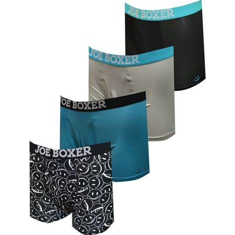 Joe Boxer Mens Joe Boxer Licky Icons Blue And Black Performance Fabric 4 Pack Boxer Briefs