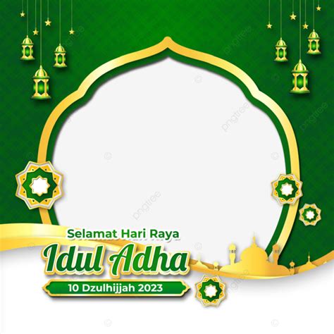 Twibbon Eid Al Adha Year H With Golden Lantern And Islamic