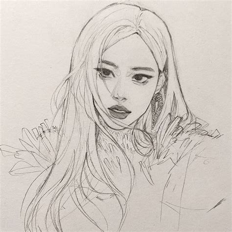 Christine🤡💅 En Instagram “quick Sketch♡♡ Rosé Roseblackpink Blackpinkrose 박채영 로제