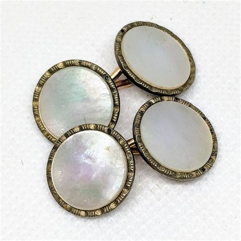 Early 1900s Krementz Mother Of Pearl Cufflinks Antique Vintage Cuff