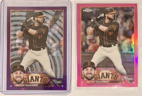 2023 Topps Chrome MLB Mitch Haniger 275 Purple Sonar Pink Refractor