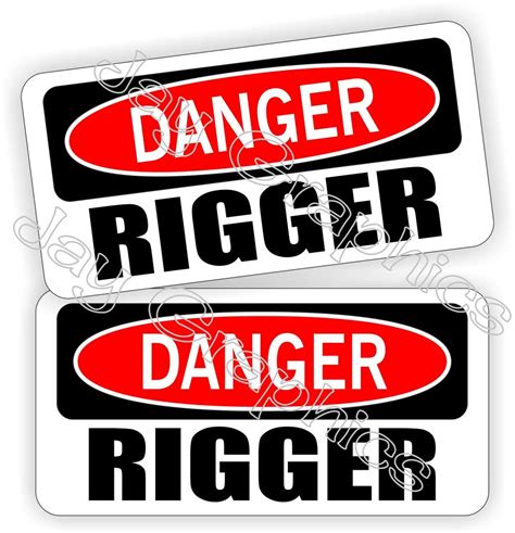 Pair Danger Rigger Funny Hard Hat Stickers Motorcycle Helmet Decals