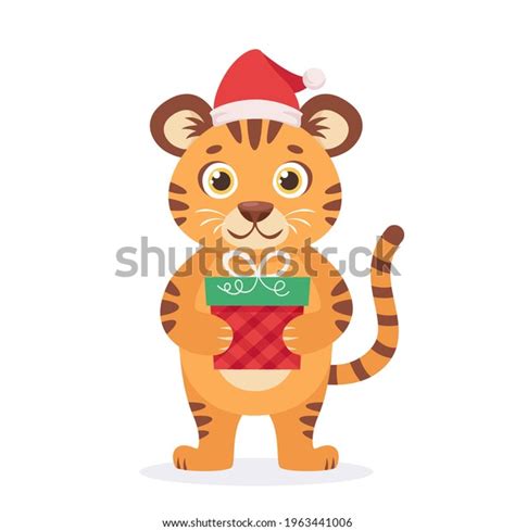 Cute Tiger Christmas Present Year Tiger Stock Vector Royalty Free 1963441006 Shutterstock