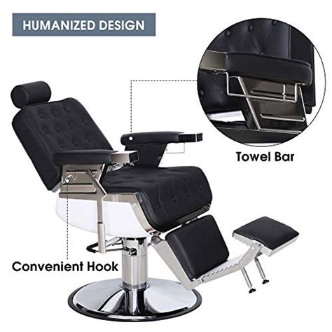 Barberpub Classic Modern Luxury Barber Chair Heavy Duty Reclining