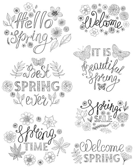 Premium Vector Spring Hand Drawn Lettering Design With Floral