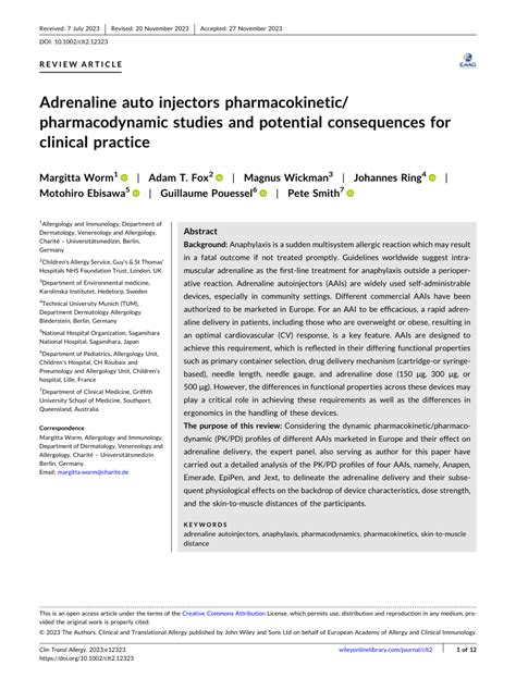 (PDF) Adrenaline auto injectors pharmacokinetic/pharmacodynamic studies ...