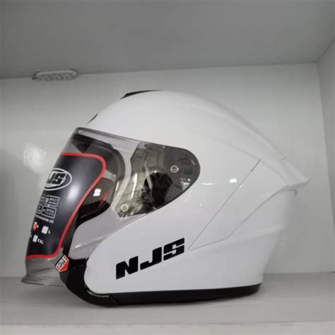 Jual Helm Half Face Njs Kairoz Solid White Shopee Indonesia