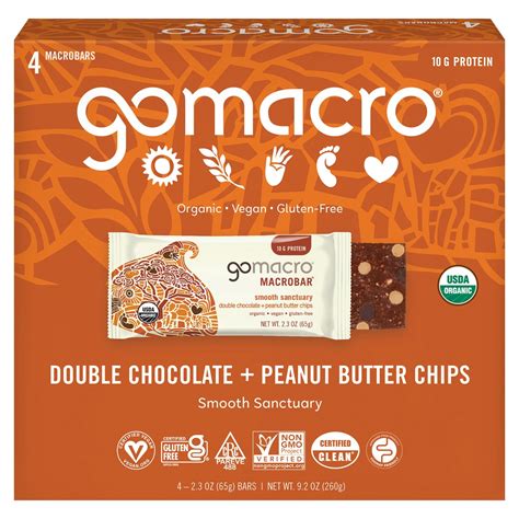 Gomacro Organic Gluten Free Macrobar Double Chocolate Peanut Butter