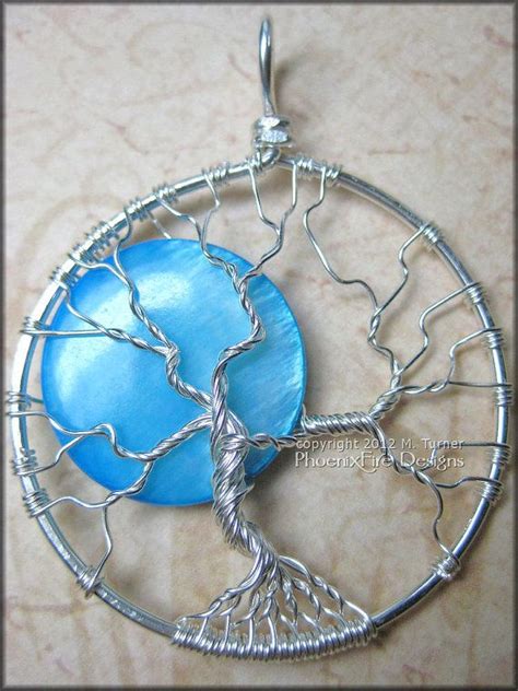 Once In Blue Moon Full Moon Tree Of Life Pendant Silver Wire Etsy