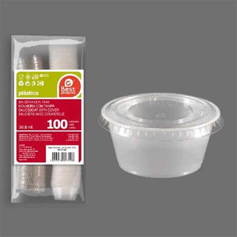 Salsera plástico con tapa 57 ml 100 uni Best Products Bazar Corona