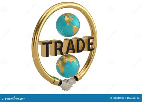 Handshake Around Globe On White Background 3d Illustration Stock