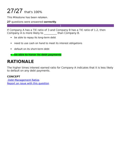 Sophia TEST 1 Retake 54 Total Questions Principles Of Finance