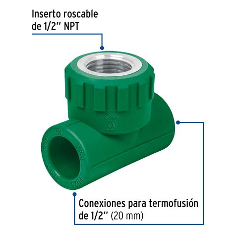 Tee hembra de PPR 1 2 con inserto metálico Foset PP R 49839