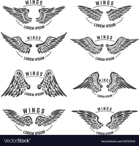 Set Of Vintage Emblem Templates With Wings Design Vector Image