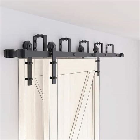 WINSOON 10 Ft 120 In Black Bypass Sliding Barn Hardware Track Kit For