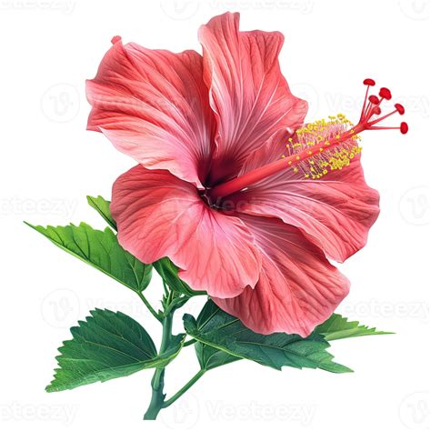 Ai Generated Red Hibiscus Flower Isolated On Transparent Background