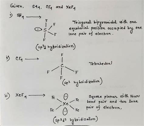 Molecular Shapes Of Sf4 Cf4 And Xef4 Are