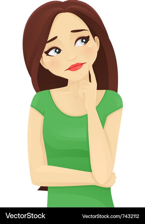 Sad Woman Thinking Royalty Free Vector Image Vectorstock