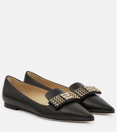 Gala Embellished Leather Ballet Flats In Black Jimmy Choo Mytheresa