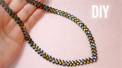 Beaded Necklace With Half Tila Bead Elegant Easy For Beginners