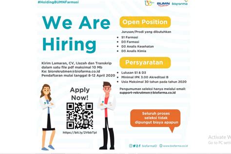 Loker BUMN Berikut Informasi Rekrutmen PT Bio Farma