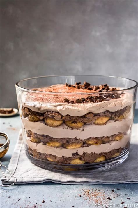 Slightly Angled Straight On Shot Of An Easy Chocolate Tiramisu Trifle