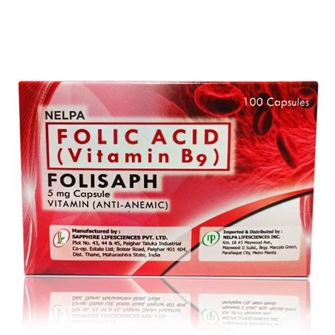 Folic Acid Folisaph 5mg Vitamin Capsule 100s Bambang