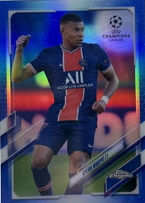 Kylian Mbappe 2020 Topps Chrome UEFA Champions League 95 Blue