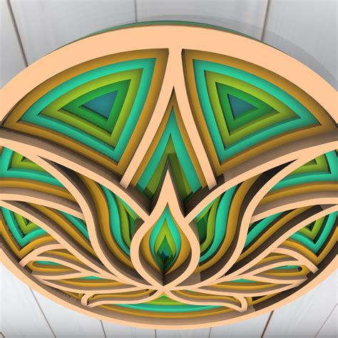 Lotus 3d Mandala Svg Files Multilayer Panel For Laser Etsy