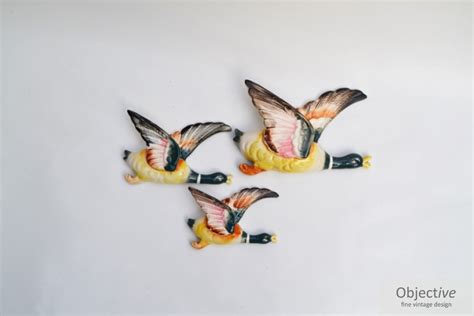 Three Ceramic Wall Ducks Objective Fine Vintage Design