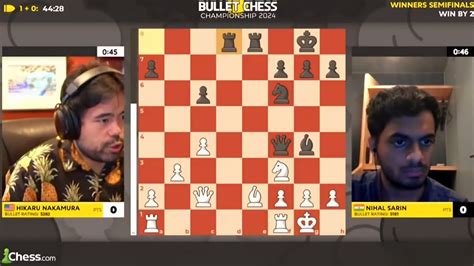 Hikaru Nakamura Vs Nihal Sarin Full Match Bullet Chess Championship