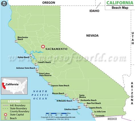 Map of California Beaches, Best Beaches in California