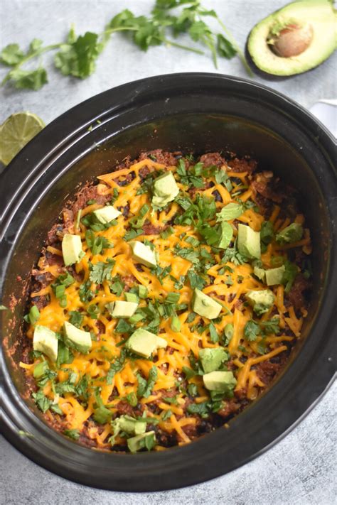 Vegan Slow Cooker Enchilada Quinoa Black Bean Bake Thyme And Love