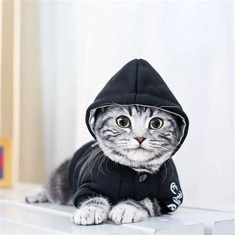 Black Letter Pet Cat Clothes Winter Suit Warm Soft Coat Outdoor Jacket