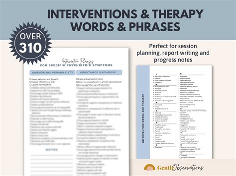 Therapy Interventions Clinical Words And Phrases Therapy Etsy Australia