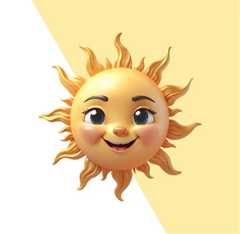 Lindo Desenho Animado 3d Sol Feliz Psd Premium