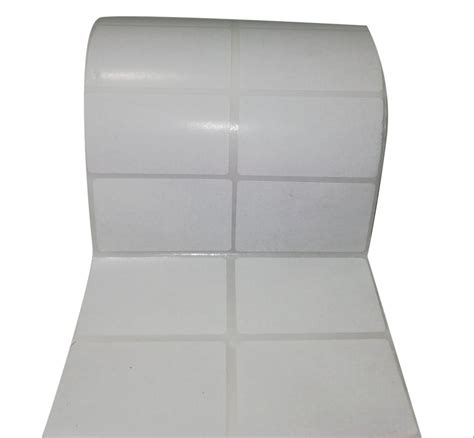 Plain White Chromo Barcode Label Roll Gsm Size X Mm