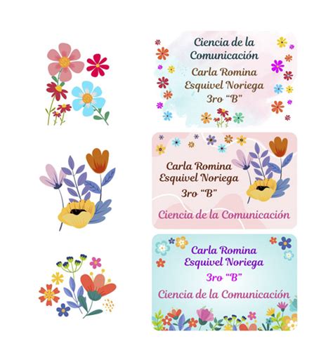 Etiquetas Para Cuaderno Flowers Alcole