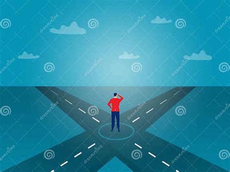 Businessman Standing On The Crossroads For Decision Which Way To The