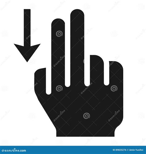 Finger Swipe Down Solid Icon Touch And Gesture Stock Vector