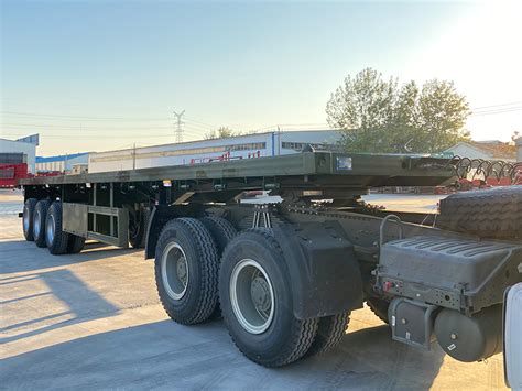 Axles Ft Container Transport Platform Flatbed Semi Trailer With