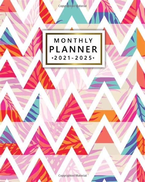 2021 2025 Monthly Planner Trendy 5 Year Organizer Agenda Diary