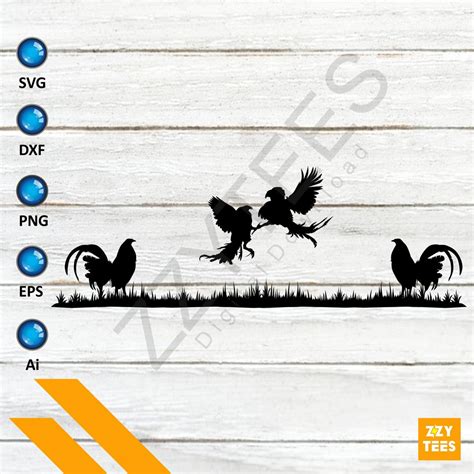 Creative Cockfighting Rooster Game Fowl Silhouette Svg Etsy