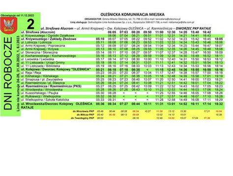 Nowy rozkład jazdy Oleśnickiej Komunikacji Miejskiej