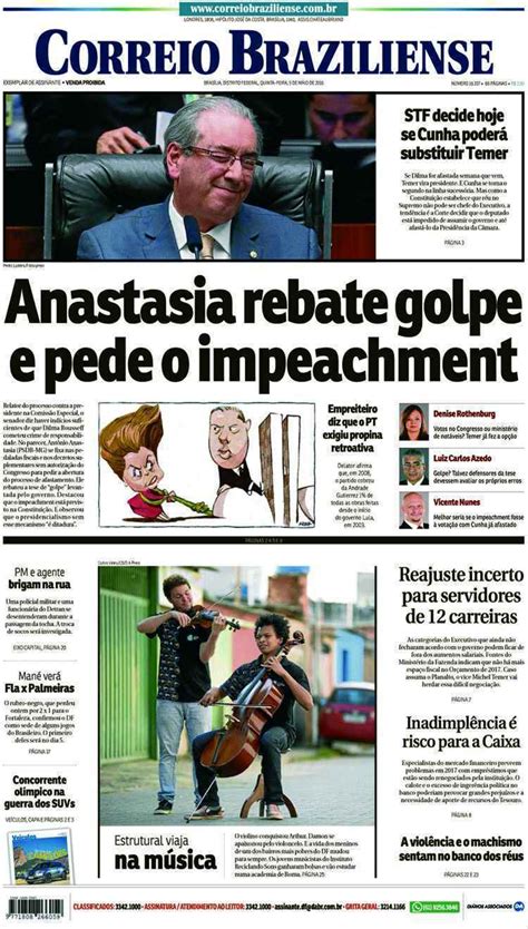 Confira A Capa Do Jornal Correio Braziliense Do Dia 05 05 2016