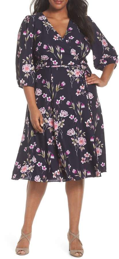 Eliza J Puff Sleeve Floral Wrap Midi Dress Nordstrom Nice Dresses